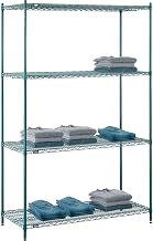 Nexel Poly-Green, 4 Tier, Wire Shelving Starter Unit, 54"W x 21"D x 86"H