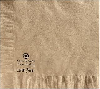 Hoffmaster 180435 Earth Wise Kraft Dinner Napkin, 2 Ply, 1/4 Fold, 17" x 17", Natural (Packs of 1200)