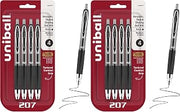 Uni-Ball 207 Retractable Gel Pens,Medium Point (0.7mm),Black,4 Count (Pack of 2)