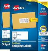 Avery Printable Shipping Labels with Sure Feed, 2" x 4" Customizable Stickers, White, 500 Blank Mailing Labels Total, Great for Mailing, Shipping, and More (2-Pack of 8163)