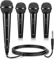 Konohan 4 Pack Cardioid Dynamic Microphone with 10 ft Cable 6.35mm Wired Microphone for Singing, Karaoke, Wedding, Dj, Party, Stage, Speech, Ys-02