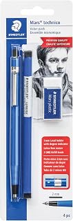 STAEDTLER Mars Technical Mechanical Pencil Set, Blue, (788 SBK4) | 1 pencil - 2 mm, 1 eraser, 2 ea 2H lead refills. 4pc