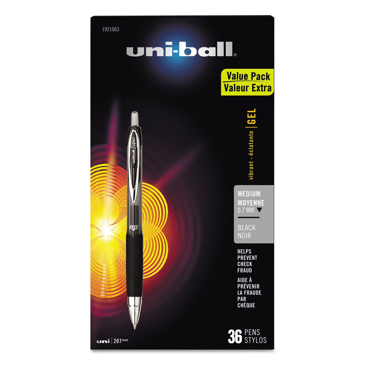 Signo Gel 207 Roller Ball Retractable Gel Pens by Uni-Ball – Rubber, Black, Model SAN1921063