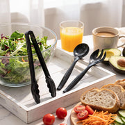 Mwellewm Plastic Serving Utensils Set, 18 Pieces, Black