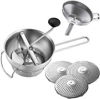 Lotte® & GEFU Versare Kitchen Utensil Set Manual Stainless Steel Mill with 3 Perforated Discs