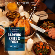 Cutluxe Carving Knife and Fork Set, 9 Inch Knife with 6 Inch Fork, Silver