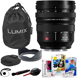 Panasonic LUMIX S PRO 16-35mm f/4 Lens Bundle + Photo/Video Editing Software Package + Lens Cap Keeper + Pen/Blower (11 Items)