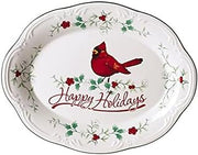 Pfaltzgraff Winterberry Happy Holidays Cardinal Oval Platter, 11-Inch, Multicolor