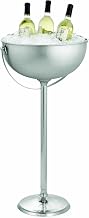 TableCraft RS2132 Remington Collection Round Beverage Stand, 16.3" x 16.3" x 20.5", Stainless Steel, Mirror/Rice Pattern, 2.5 Gal Capacity, Tall 32", with Handle for Chilling Bottles