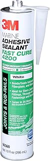 3M Marine Adhesive Sealant Fast Cure 4200 (06560) – Semi-Permanent Flexible Adhesive Sealant for Boats and RVs, White, Flexible Bonds, Underwater-Safe, 295 mL Cartridge
