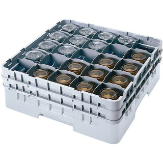 Gray 25 Compartment Glass Rack with 6 Extenders by Cambro – Plastic, Soft Gray, Model 25S1214151