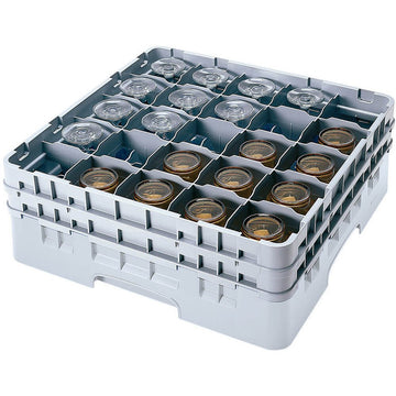 Gray 25 Compartment Glass Rack with 6 Extenders by Cambro – Plastic, Soft Gray, Model 25S1214151