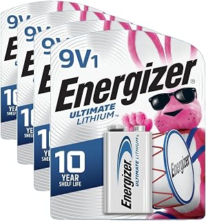 Energizer Ultimate Lithium 9V Batteries, Lithium 9 Volt Batteries (Pack of 4)