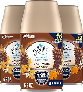 Glade Automatic Spray Refill, Air Freshener for Home and Bathroom, Cashmere Woods, 6.2 Oz, 3 Count