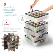 Hearth & Harbor Ornament Storage Box, Holds 128 Ornaments, Clear