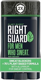 Right Guard Plant-Based Antiperspirant with Aluminum Sweat Blockers Invisible Solid Mens Deodorant, Mountain Fresh Scent, 2X Sweat Protection, 72HR Odor Control, for Sensitive Skin, 2.6 oz, 1pk