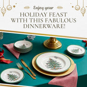 Spode Christmas Tree Earthenware Dinnerware Set, Service for 4, Multicolor