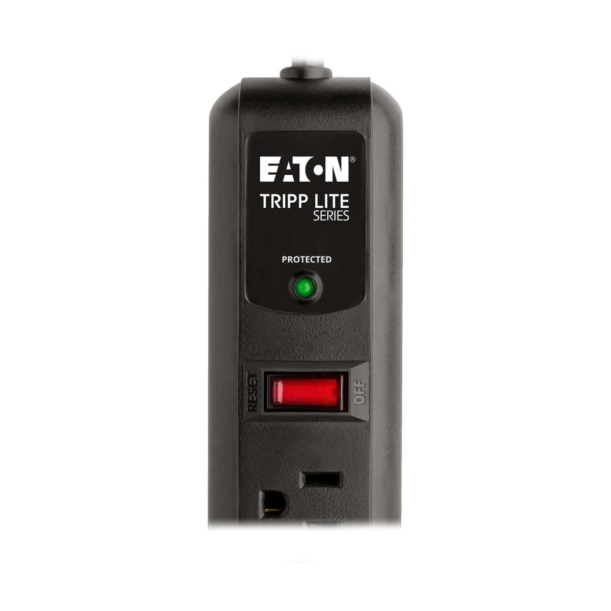 Protect It! Surge Protector by TRIPP LITE – 1.3" x 2" x 12.4", Plastic, Black, Model TLP74RB