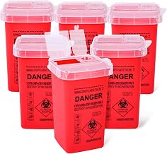 1 Quart (6-Pack) Sharps Container for Home Use, Needle Disposal Containers