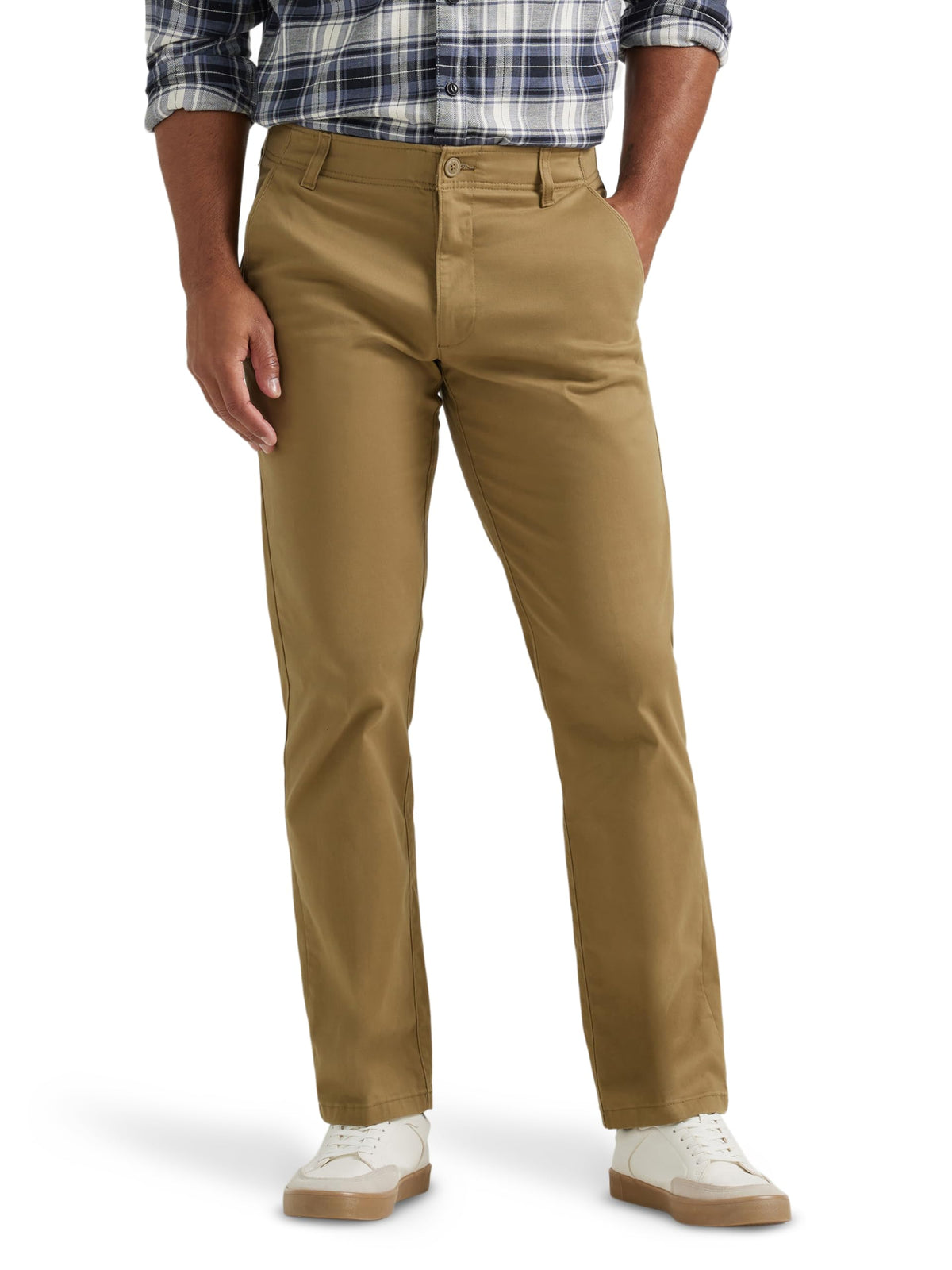 Men's Extreme Motion Flat Front Regular Straight Pant Bronze 36W x 32L by Lee – Cotton, Bronze, Model 4273516