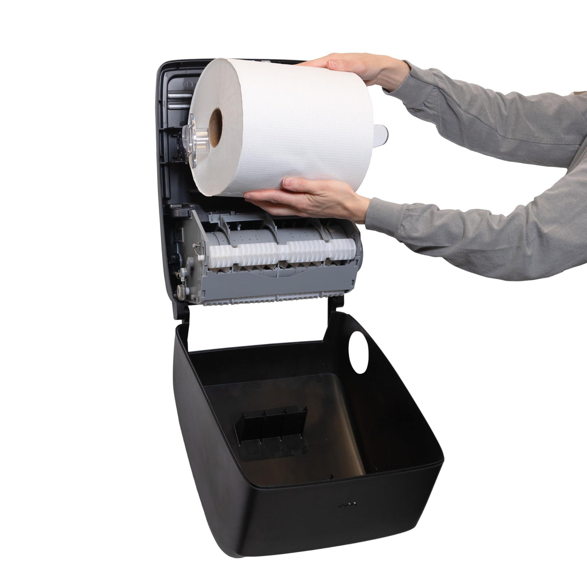 Timeless Hands-Free Mechanical Paper Towel Dispenser by San Jamar – Plastic, White, Model T7200WH