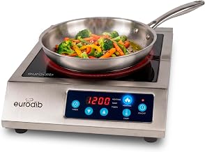 eurodib Commercial Induction Cooktop, 1800W Single Burner, Touch C – CI1800 | Rapid, even induction heat, durable vitroceramic surface, responsive touch controls, NSF certified