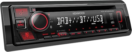 Kenwood KDC-BT450DAB CD Receiver, with Built-in Bluetooth, DAB+ Digital Radio, USB & AUX Input, Steering Wheel Controls