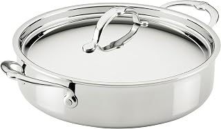 Hestan ProBond Luxe 3.5-Quart Sauteuse Braiser with Lid, Professional Clad Stainless Steel, ProCore Tri-Ply Clad Construction, Polished Exterior, Induction & Oven Safe