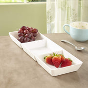 US Acrylic Divided Serving Tray Set, 15 x 5 Inches, White