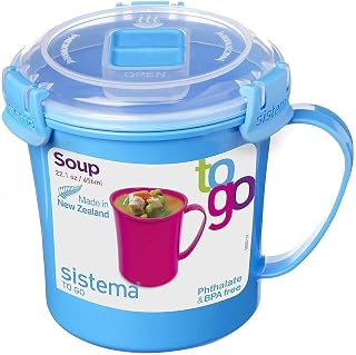 Sistema Microwave Medium Soup Mug | Microwave Food Container | 656 ml | BPA-Free | Minty Teal