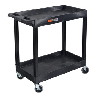 32" x 18" Tub Storage Cart 2 Shelves - Black by Luxor – 32"W x 18"D, Plastic, Black, Model EC11-B