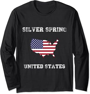 Retro Silver Spring USA Distressed USA Flag Long Sleeve T-Shirt