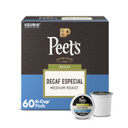 Coffee Pods by Peet's Coffee – 10 Count (Pack of 6), Decaf Especial - 60 K-Cups, Pack of 6, Model 511877