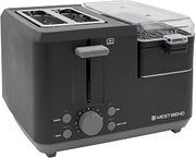 West Bend Breakfast Station 2-Slice Toaster and Egg Cooker/Poacher with Removable Pre-Cooked Meat and Vegetable Warming Tray for Perfect Breakfast Sandwiches, 1200-Watts, Black
