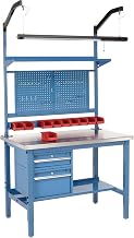 Global Industrial 48"W x 30"D Workbench, 1-1/2" Thick Stainless Steel Square Edge Complete Bench, Blue