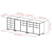 Winsome White / 3 Doors, 12 Drawers / Transitional Storage Cabinets