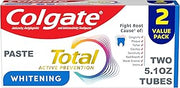 Colgate Total Whitening Fluoride Toothpaste, Mint, 2 Pack, 5.1 oz