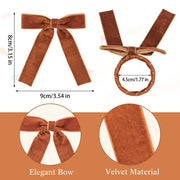 NatNarr Velvet Bow Napkin Rings, Set of 12, Brown