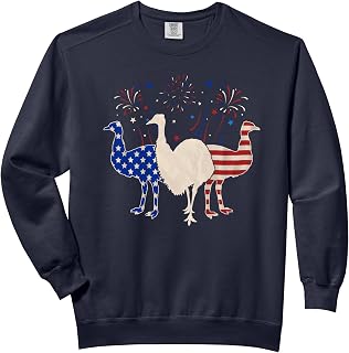 Three Emu 4th of July Patriotic American Flag Comfort Colors Adult Sweatshirt
