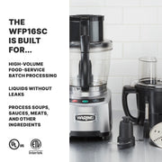 Food Processor with 4-Quart Capacity & Continuous-Feed by Waring – 4-Quart, Plastic, Black, Model WFP16SC
