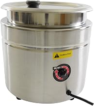 Thunder Group SEJ38000C Soup Warmer, 10-1/2 Quart, 13-1/4" x 12-5/8" x 13"H, Round, Adjustable Temp Control, Stainless Steel, 120v/60/1-ph, 6.7 amp, 800 watt, cETLus