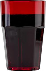 G.E.T. 9910-1-R-EC Heavy-Duty Shatterproof Faceted Plastic Tumbler, 10 Ounce, Red (Set of 4)