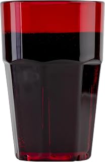G.E.T. 9910-1-R Heavy-Duty Shatterproof Faceted Plastic Tumbler, 10 Ounce, Red (Set of 12)