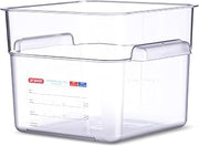 Araven Polycarbonate Square Food Container, In-Mold Label, 6 qt, Clear