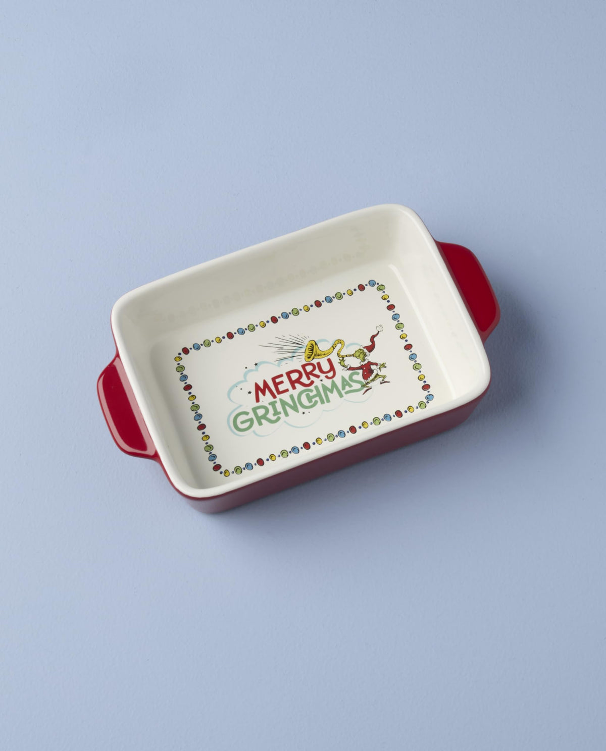Merry Grinchmas Mini Rectangular Baking Dish by Lenox – 1 Count, 0.5 quarts, Stoneware, Multicolor, Model 898257