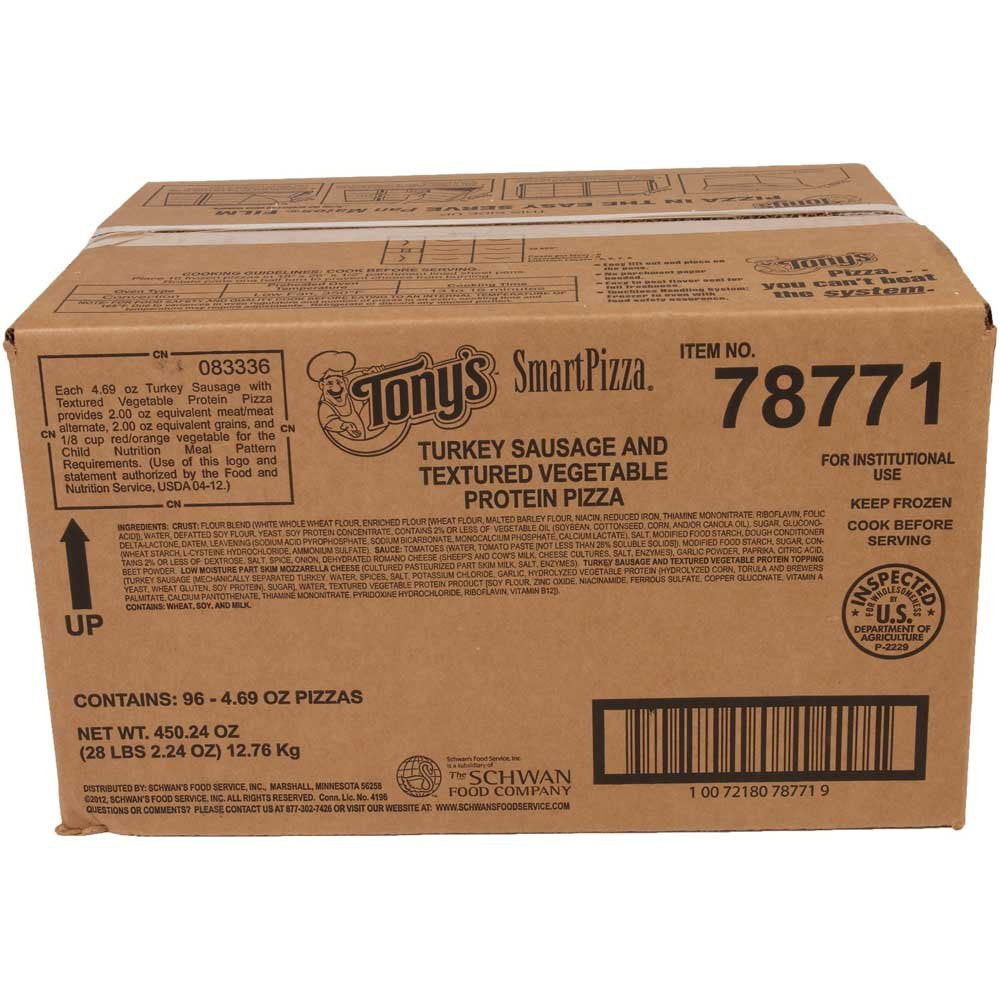 Tonys Smart Pizza Whole Grain Turkey Sausage Pizza -- 96 per case. by Schwans – 4.69 Ounce (Pack of 96), Pack of 96, Model 78771