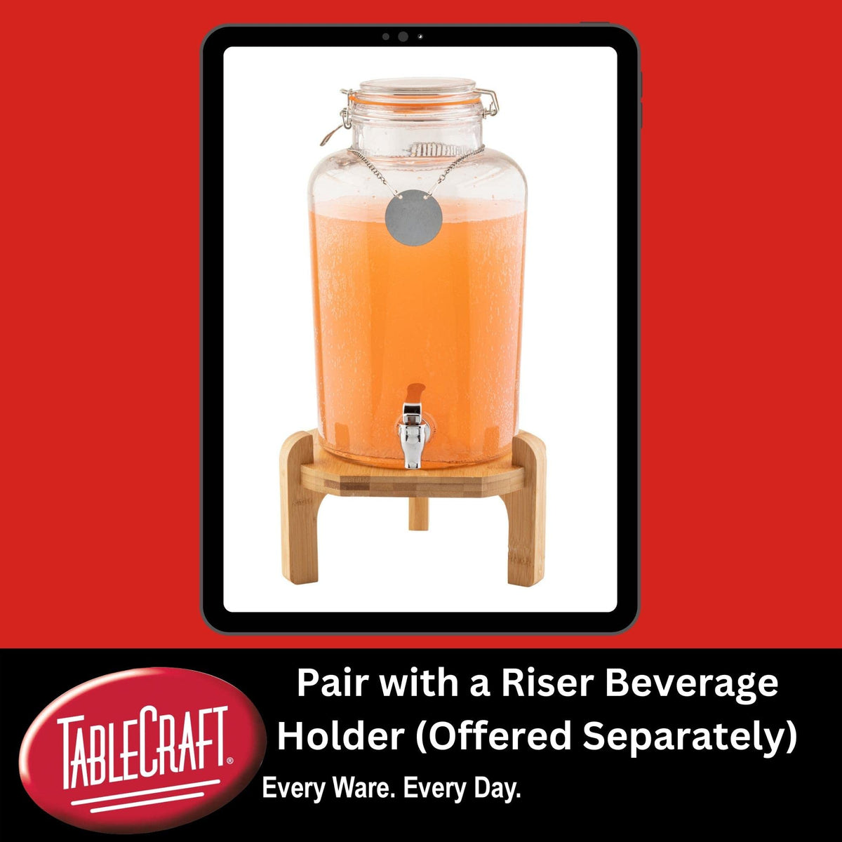 Glass Beverage Dispenser by Tablecraft – 2.5 gallons, Glass, Clear, Model BDG2000
