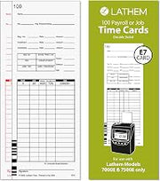 Universal Payroll/Job Time Cards, White, 100 Pack (E79-100) | For Lathem 7000E / 7500E Time Clocks, Double-Sided