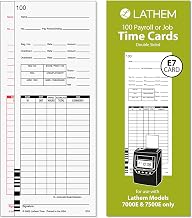Universal Payroll/Job Time Cards, White, 100 Pack (E79-100) | For Lathem 7000E / 7500E Time Clocks, Double-Sided