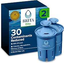 Brita Filter Replacements for Water Pitchers and Dispensers, Elite, NSF Certified to Remove 99% of Lead, 2 Count, Blue (Pack of 8)